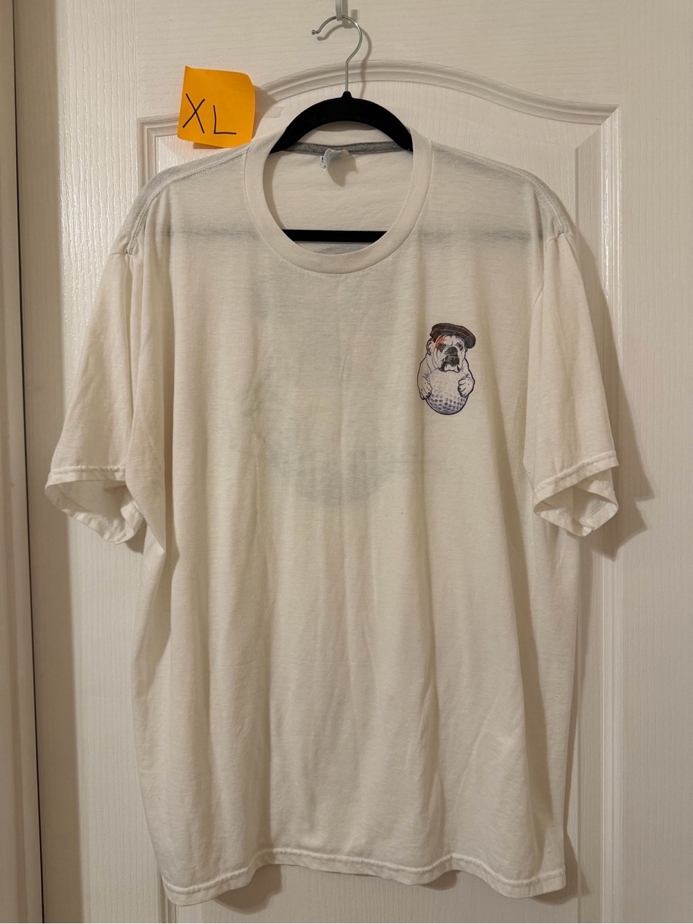 Port and Company White Short Sleeve Graphic Tee with Dog Patch